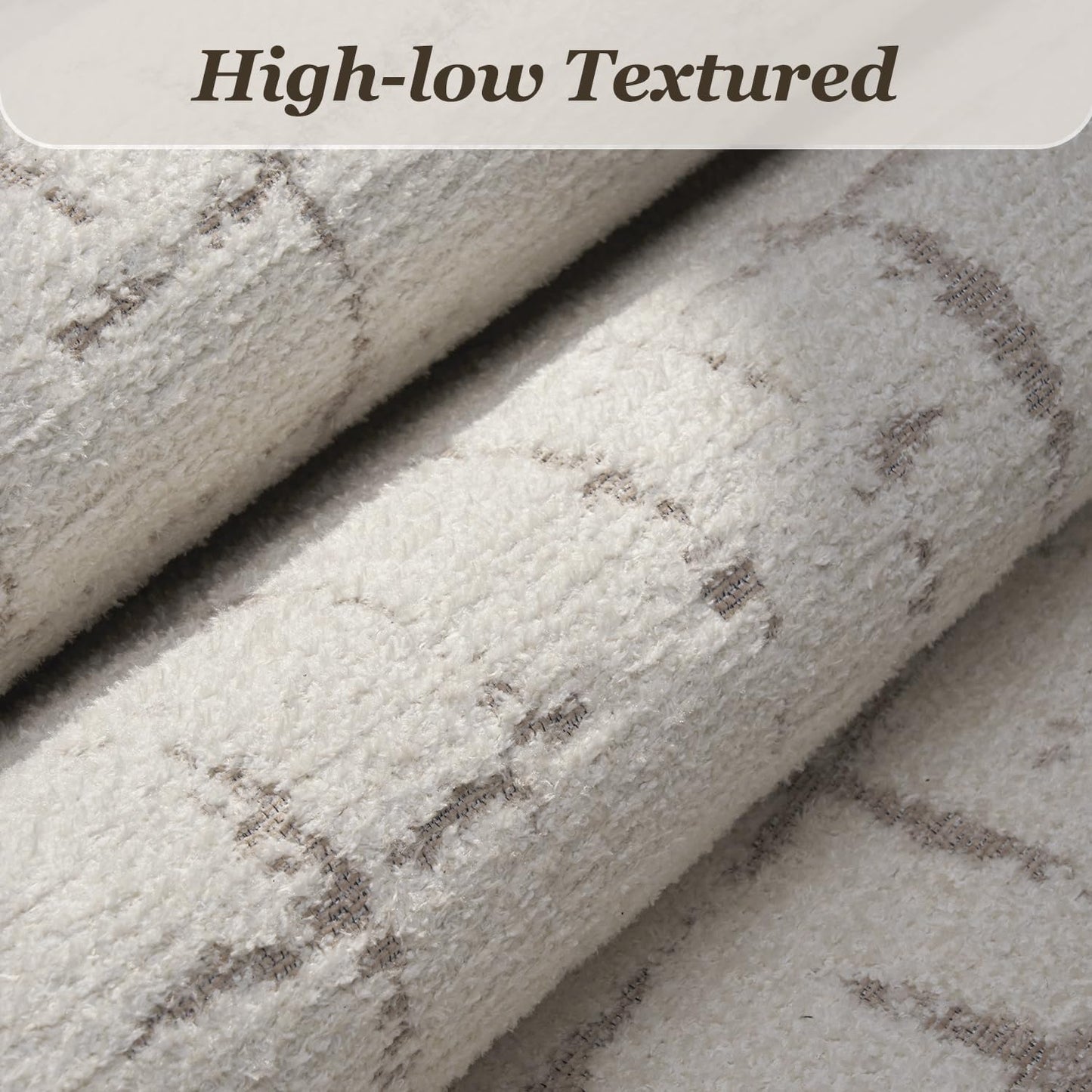 Engiw-Beige Neutral 6x9 Area Rug for Living Room Rug-Carpet Bedroom Rugs Textured Tufted Jacquard Modern Washable Rug for Dining Room Nursery Non Slip