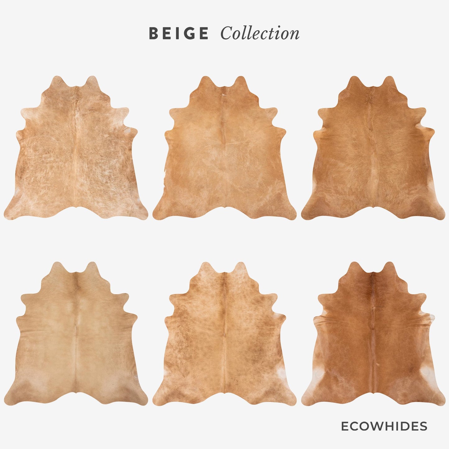 ecowhides 100% Genuine Brazilian Cowhide Rug - Beige - Luxury Cowskin Leather Area Rug Décor 7 x 6 feet