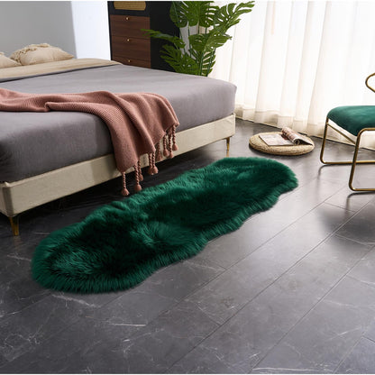 EasyJoy Ultra Soft Fluffy Shaggy Area Rug Faux Fur Rug Chair Cover Seat Pad Fuzzy Area Rug for Bedroom Floor Sofa Living Room (2 x 6 ft Sheepskin, Dark Green)