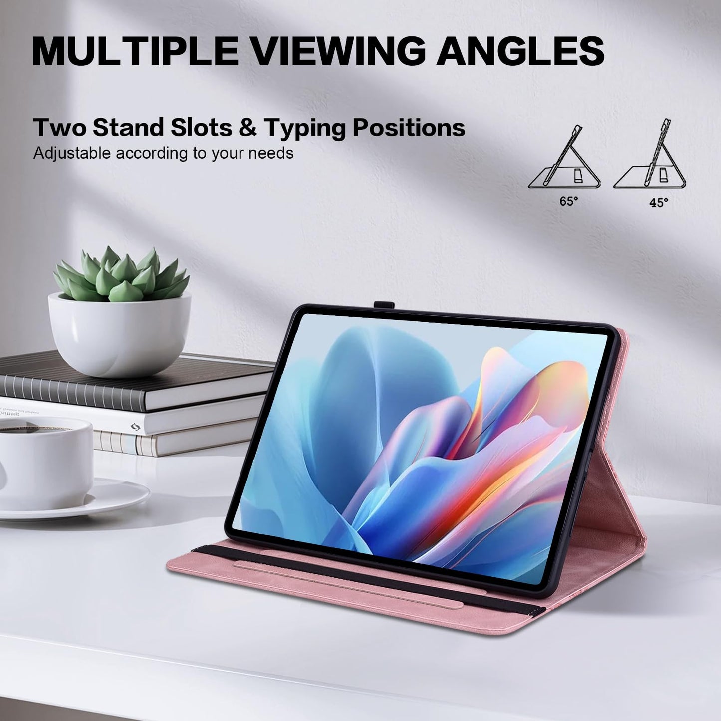 TUOLISG Case for iPad 6th / 5th Generation 9.7 Inch 2018/2017, iPad Air 2 Multi Angle Flip PU Leather Shockproof Case with Pencil Holder/Card Slots, Pink