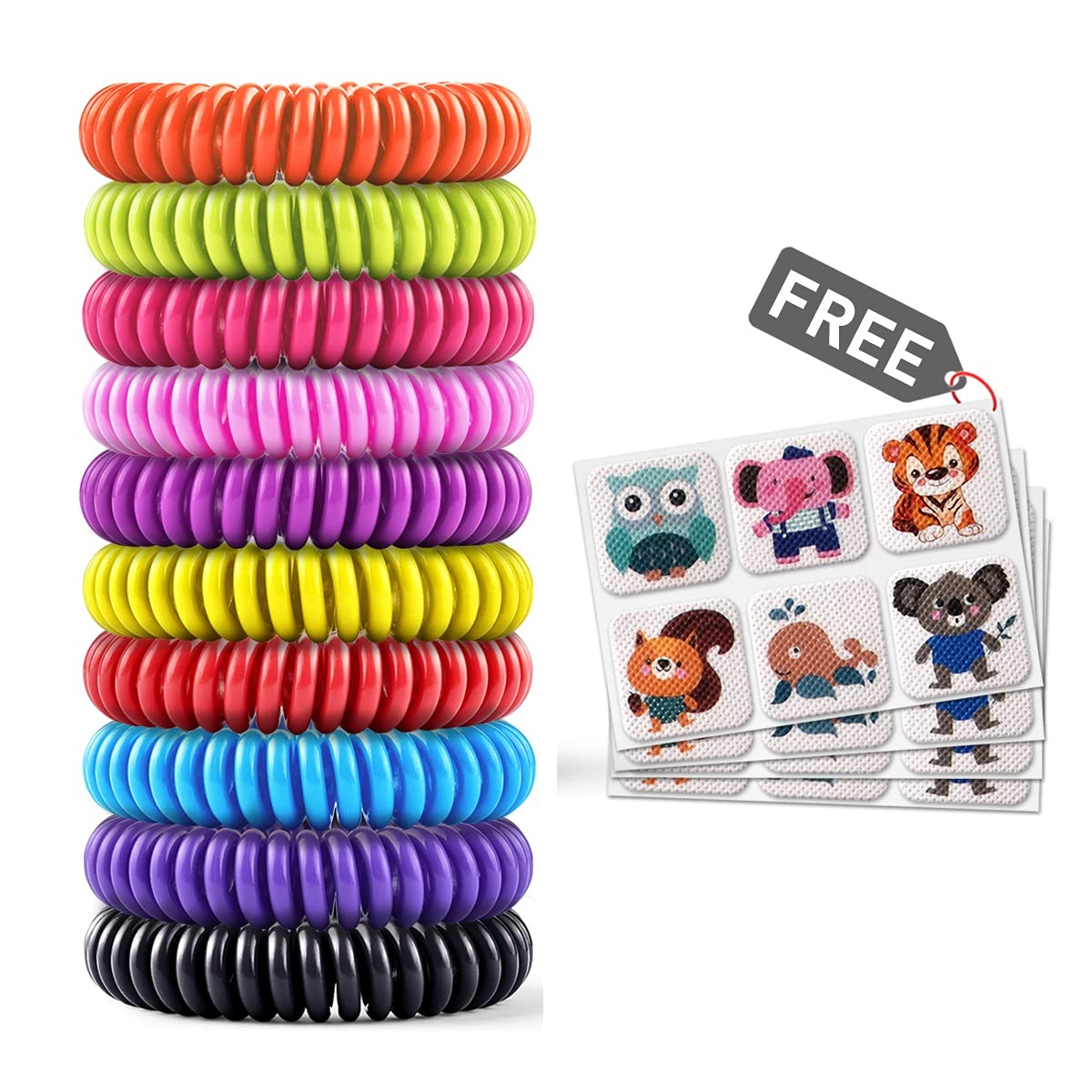 20 Pack Mosquito Bracelets with 4 Patches - Waterproof Wrist Bands for Kids & Adults, Natural Deet-Free Resealable