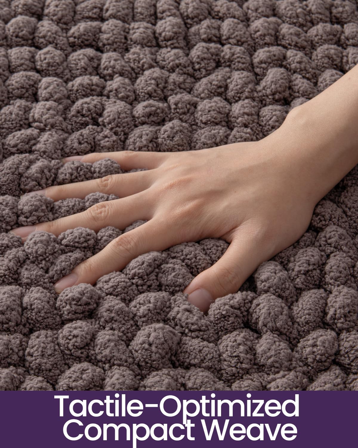 DEXI Bathroom Rugs 24x36, Non Slip Washable Bath Mat, Luxury Chenille Super Absorbent Ultra Thick Bathmats for Shower Floor, Plush Fluffy Shaggy Carpet for Tub, Brown