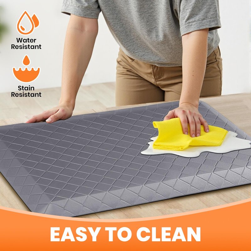 TranquilMoments 4/5 Inch Extra Thick Kitchen Mats for Floor,Non Slip Anti Fatigue Kitchen Rugs,Waterproof Stain Resistant Sink Mat,Cushioned Standing and Comfort Mats for Office (17"x24" Grey)