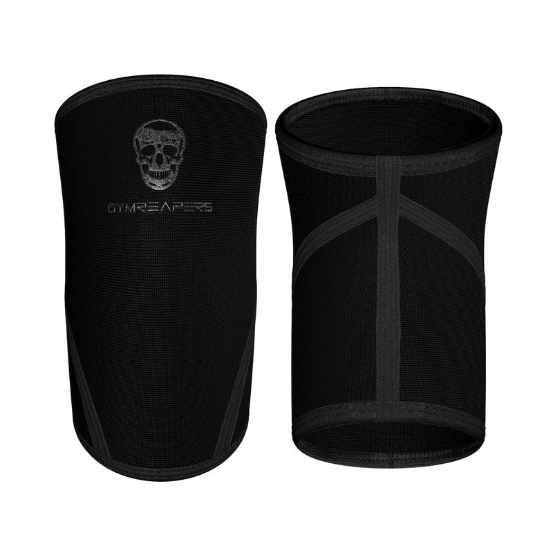 Gymreapers Knee Sleeves (1 Pair) with Gym Bag - IPF Approved - Support Compression Brace for Squats, Fitness, Weightlifting, Cross Training, Powerlifting - 7MM Neoprene Sleeves - For Men & Women (Black/Black, Small)