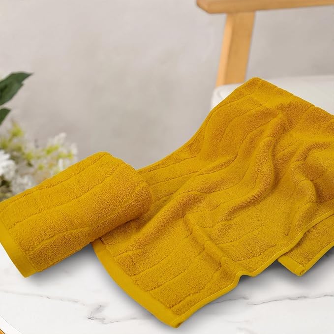 Jacquotha Wavy Striped Cotton Hand Towels, Dry Your Hand Instantly, 13x29 Inches