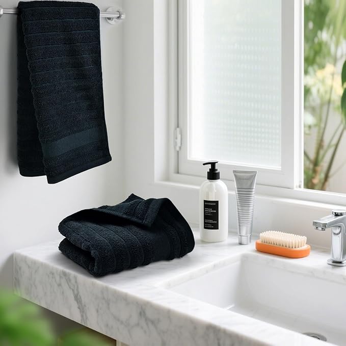 Jacquotha 2-Pack Bathroom Hand Towels Ribbed – Guest Room & Spa Premium Cotton