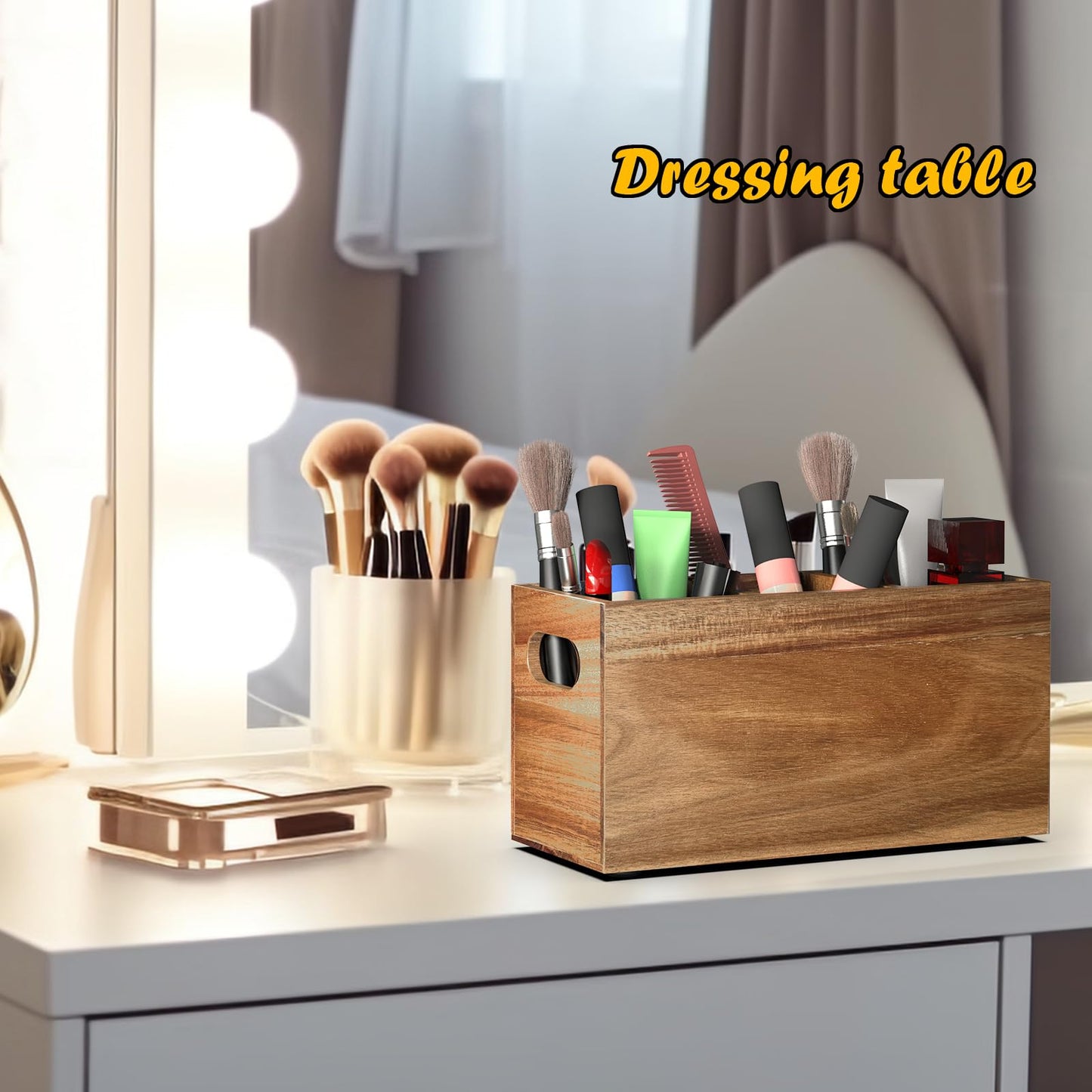 KZLCAKK Silverware holder, Acacia Wooden silverware organizer, Utensil holder for party, Utensil holder for party for Countertop Spoon and Fork Holder Flatware Utensils Caddy for Party-1pcs