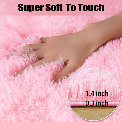 qulint Pink Rugs for Living Room, Large Fluffy 6x9 Area Rugs for Bedroom, Soft Shag Shaggy Carpets for Nursery, Fuzzy Modern Alfombras for Girls Teen Dorm Room Home Decor (6ft x 9ft, Pink)