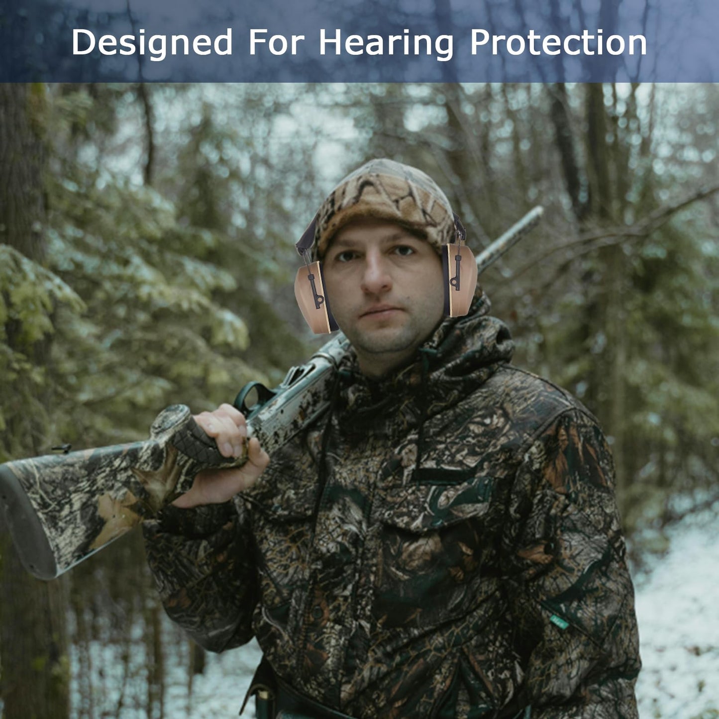HUARUI Hearing Protection Ear Muffs SNR 29dB Noise Cancelling Headphones for Adults Kids Autism,Safety Earmuffs for Hunting,Shooting, Mowing, Construction (YBrown)