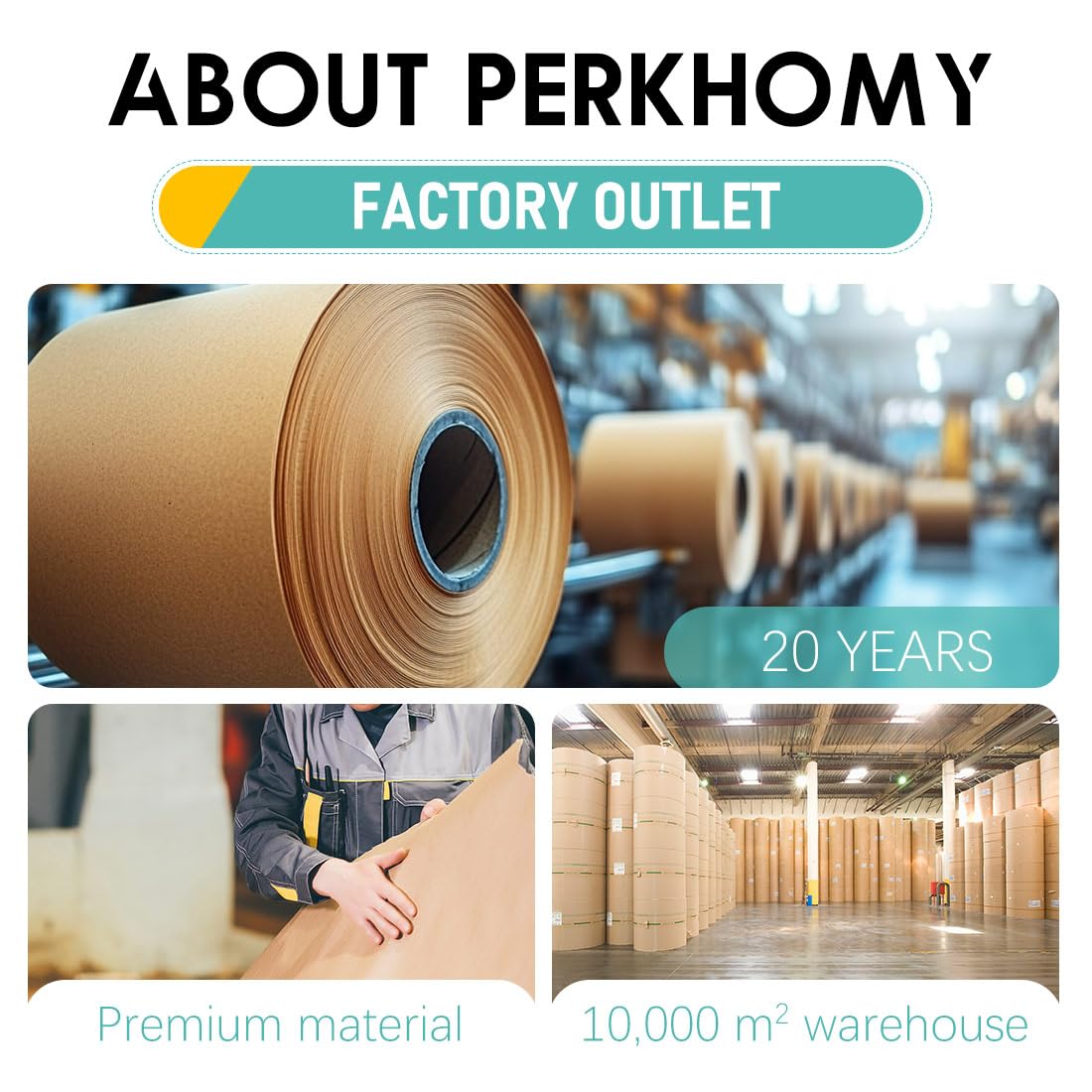 PerkHomy Brown Kraft Paper Roll 36" x 1,440" (120') for Craft Bulletin Board Paper Art Table Covering Crafting Gift Wrapping Bouquet Packing Parcel 70GSM 50LB (Brown, 36" x 120')