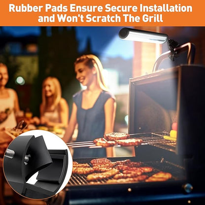 Meonum 2 Pack BBQ Grill Light Compatible with Blackstone Griddle for Outdoor Grill, Gifts for Men Dad Husband, Battery Operated Barbecue Lights with 360 Degrees Adjustable C Shape Clamp