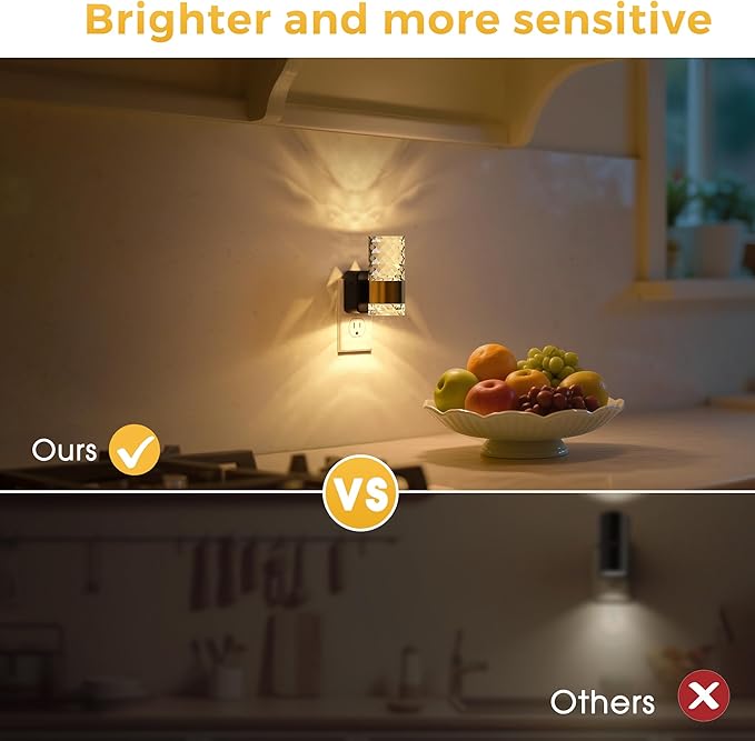 L LOHAS LED Night Light, Modern Night Lights Plug into Wall, 2 Pack 3000K Soft Warm 0-100LM Adjustable Nightlights,Automatic Nightlights Plug in with Dusk to Dawn Sensor for Room Bathroom Hallway