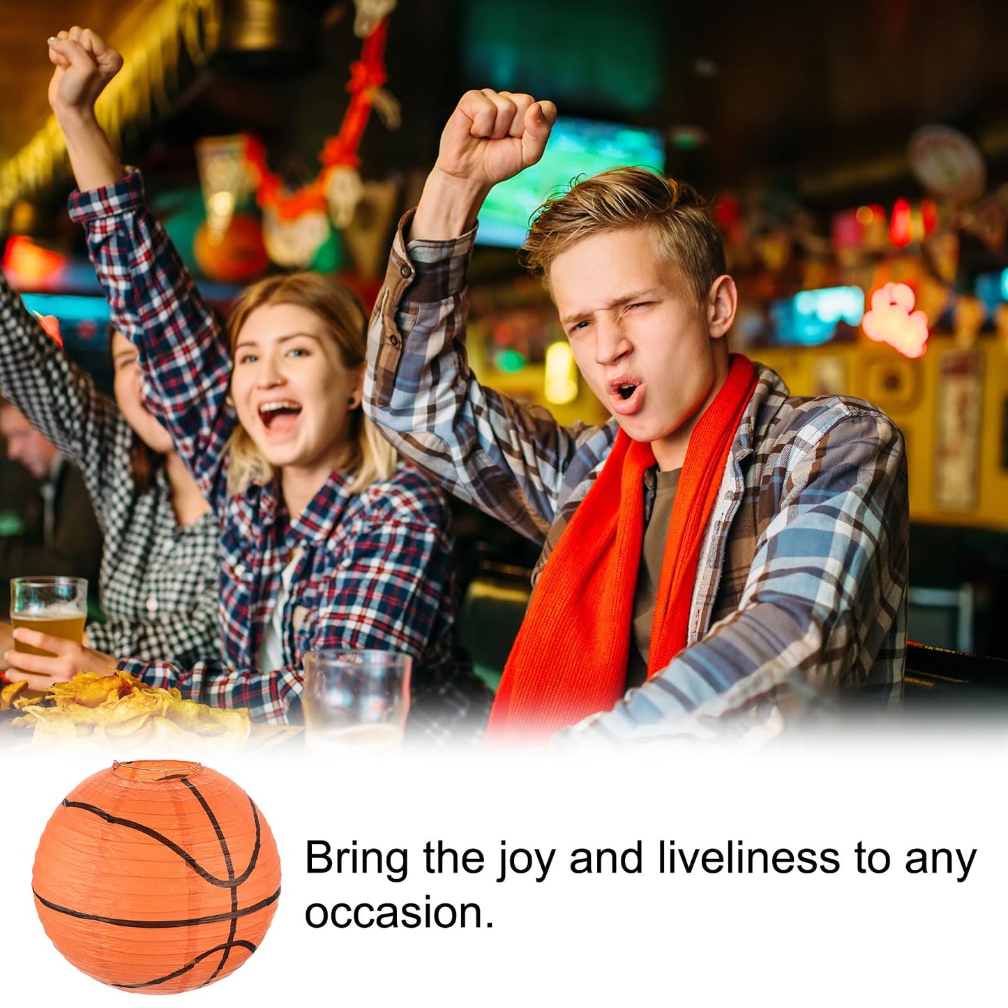 MECCANIXITY Basketball Paper Lanterns, 12" Round Hanging Chinese/Japanese Lantern Decoration for Home Birthday Party Wedding Christmas Classroom Decor, Orange 3 Pcs