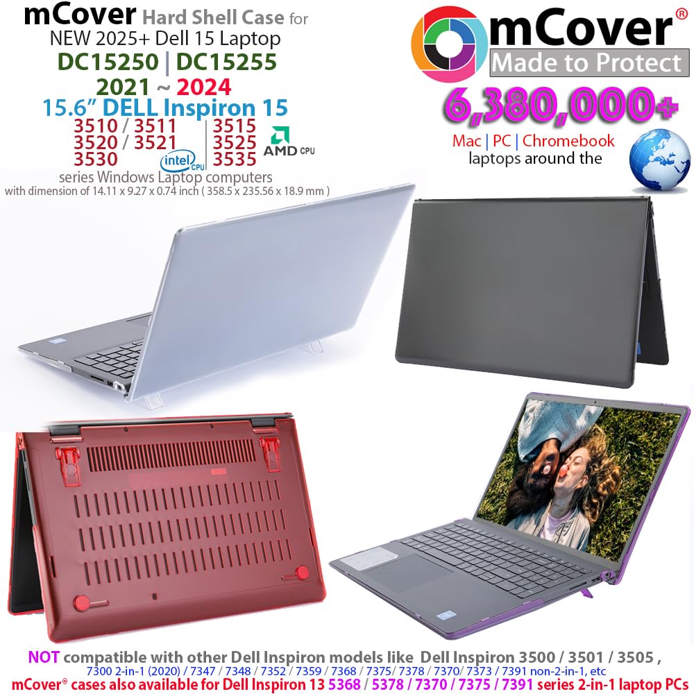 mCover Case Compatible ONLY for 2021-2023 15.6" Dell Inspiron 15 3510 3511 3515 3520 3521 3525 Series Laptop Computer (NOT Fitting Other Dell Models) - Black