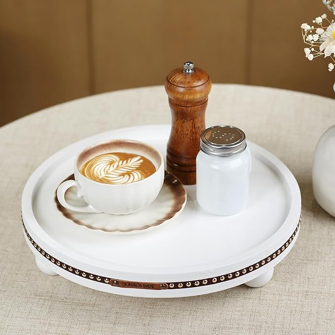 Decor Decorative Round Tray 11.81in for Home Decor for Coffee Table Farmhouse Kitchen Table Living Room Bathroom Centerpiece Tray Decor