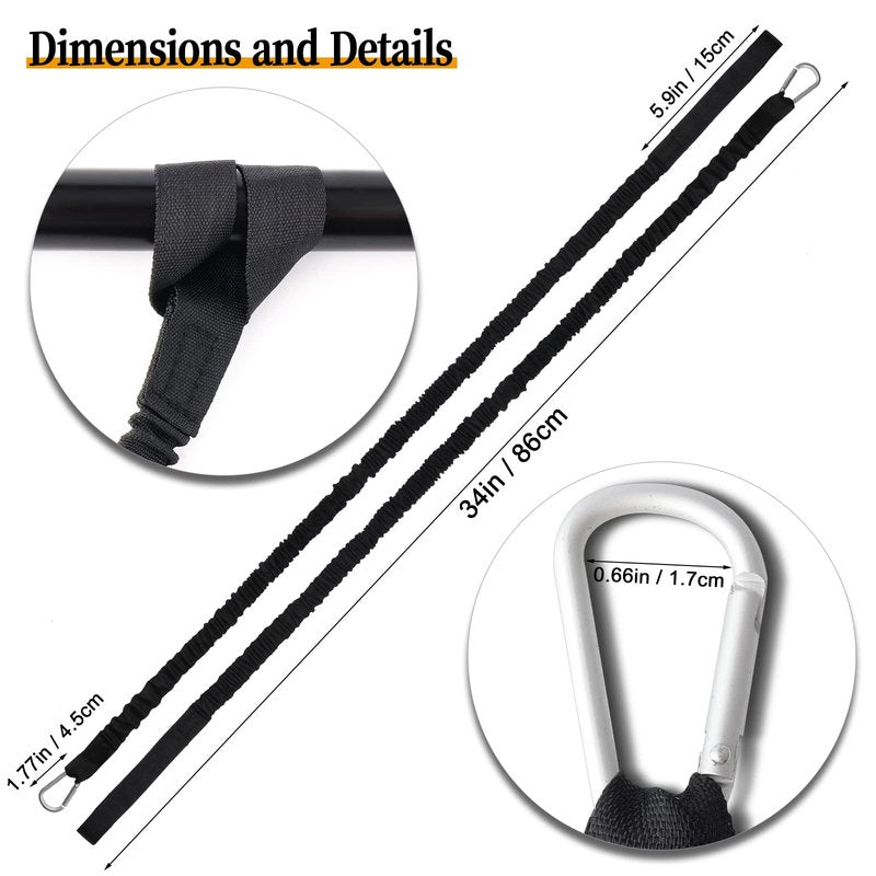 AIEX 2pcs Kayak Paddle Leash, 34-61 Inches Stretchable Paddle Straps with Carabiner Paddle Lanyard Stretch Kayak Rope for Canoe Boat Surf Board Fishing Rod