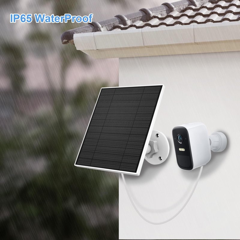 Solar Panel for Eufy Outdoor Camera, 5W Solar Panel Charger Compatible with Eufycam, Continuous Power Supply, 9.8ft Charging Cable, IP65 Waterproof, Adjustable Wall Mount, 1 Pack