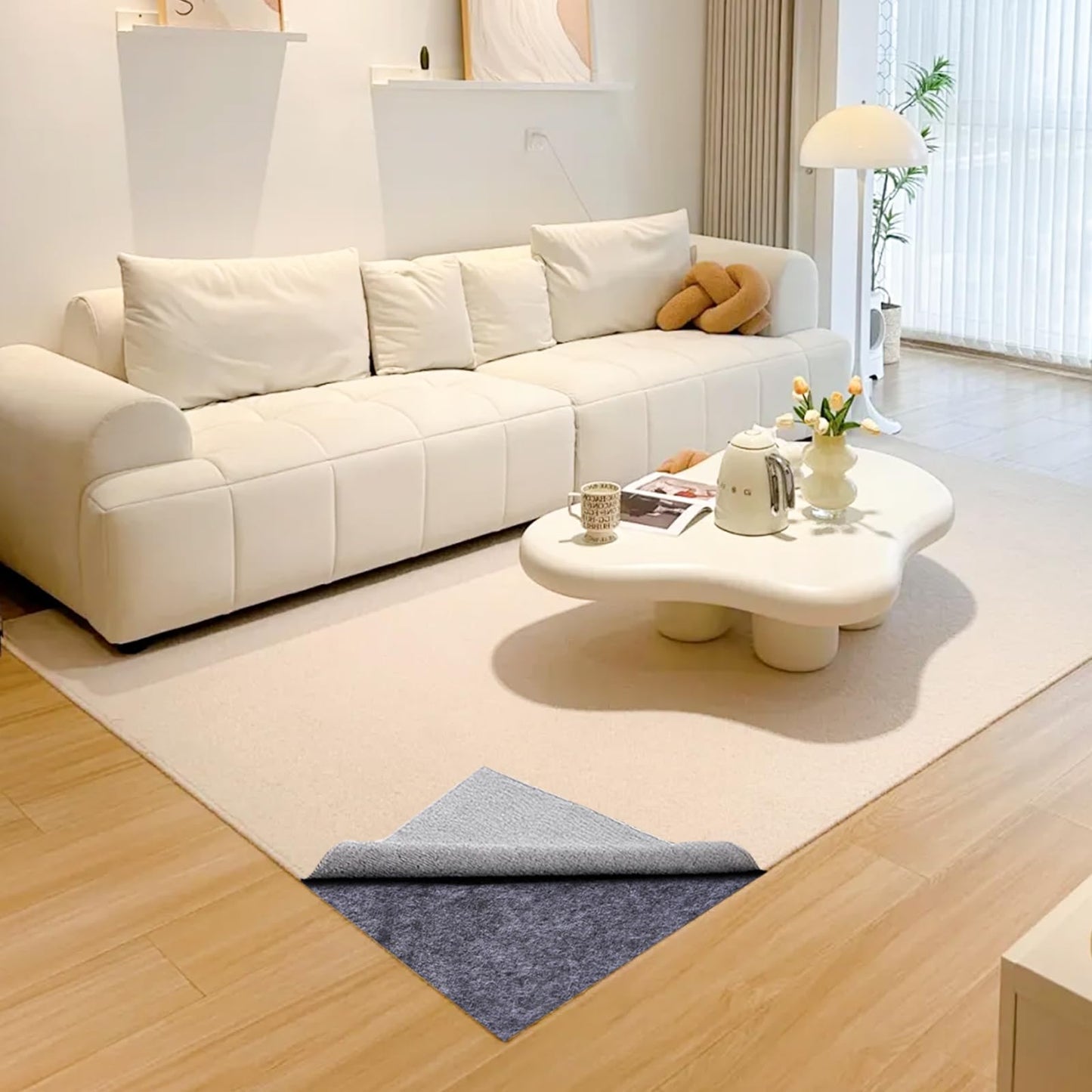 Non Slip Rug Pad 4 x 6 Ft, Felt Under Rug Cushioning, Carpet Padding for Area Rugs on Hardwood, Laminate & Tile Floors, Keeps Rugs Secure