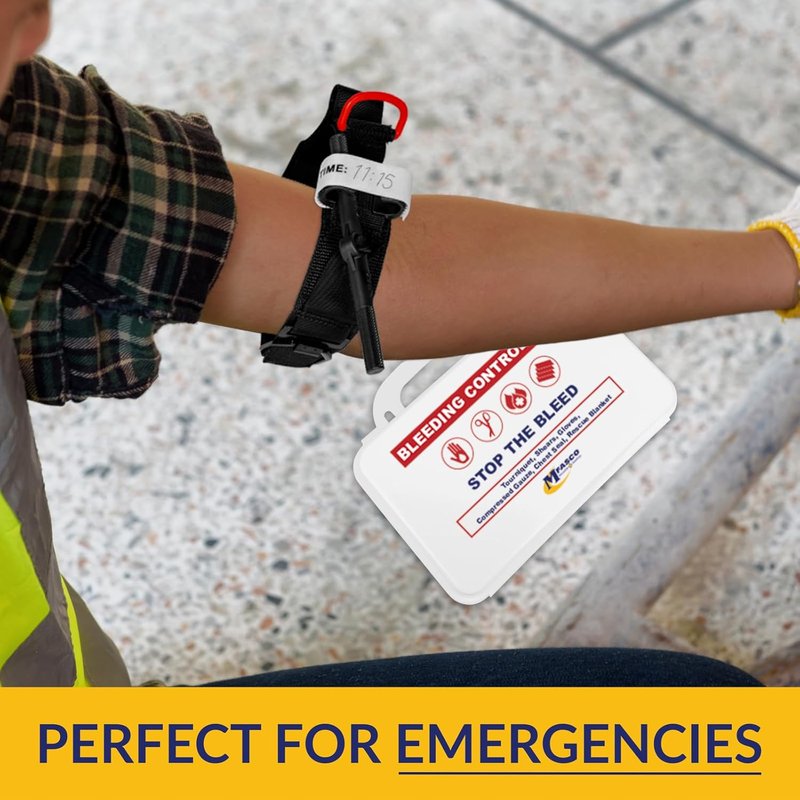 Stop The Bleed 10-Piece Bleeding Control Kit - Tourniquet, Compressed Gauze & Chest Seal | Portable & Easy-to-Open