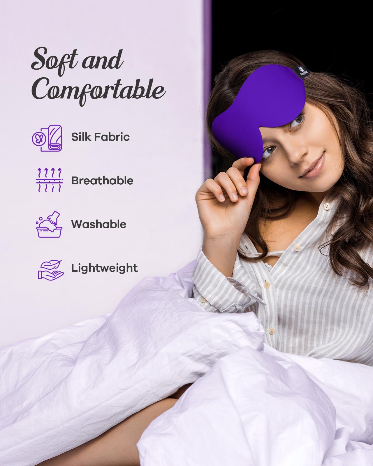 Sleep Eye Mask for Men Women, 3D Contoured 100% Blackout Eye Mask for Sleeping with Adjustable Strap, Soft and Comfortable Night Blindfold, Shade Cover for Travel Shift Work Nap, Black
