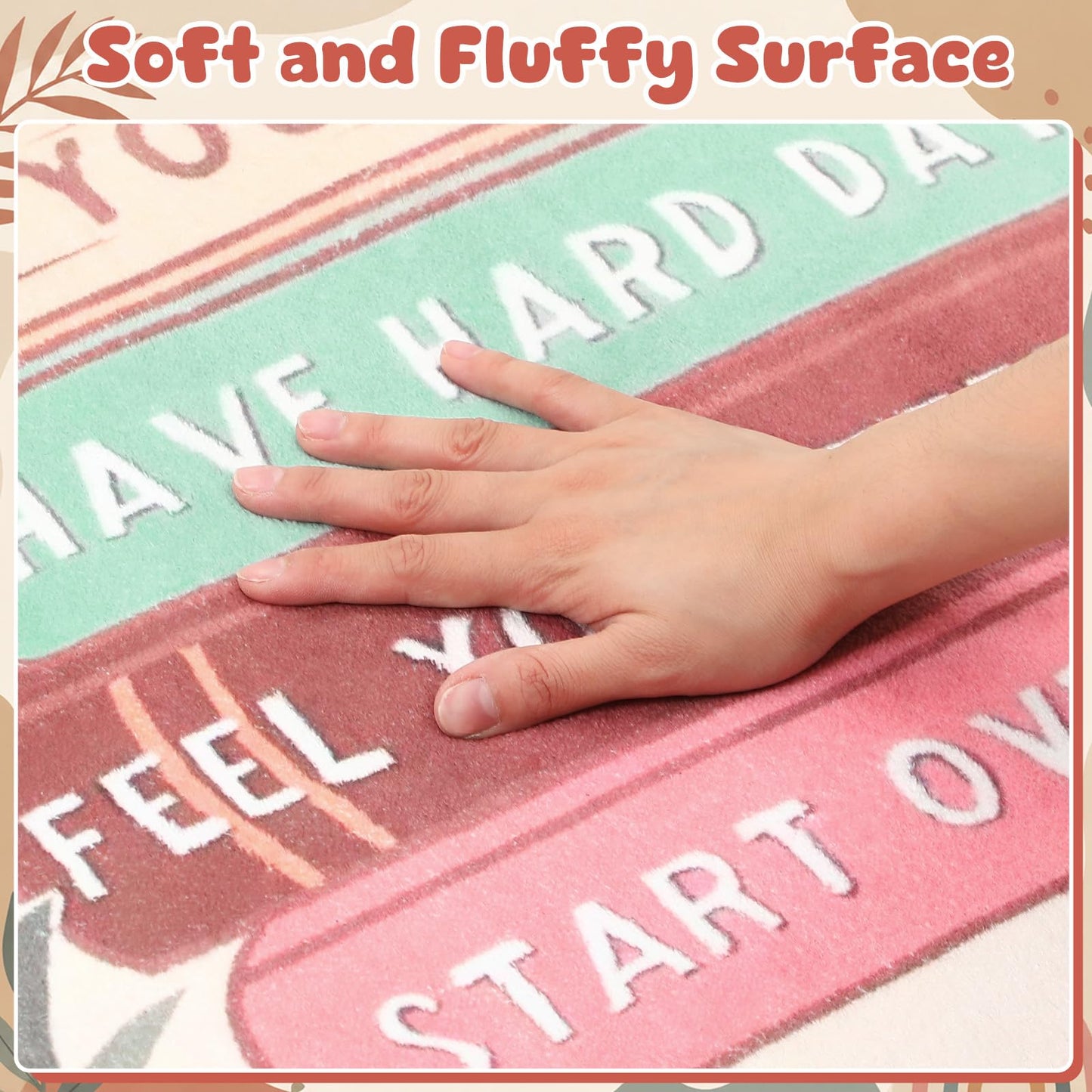 Capoda 3.3 x 4 ft Calming Corner Classroom Rug Inspirational Soft Fluffy Classroom Rug Carpet Mental Health Back to School Decor for School Bedroom Reading Corner(It is Okay to Feel)