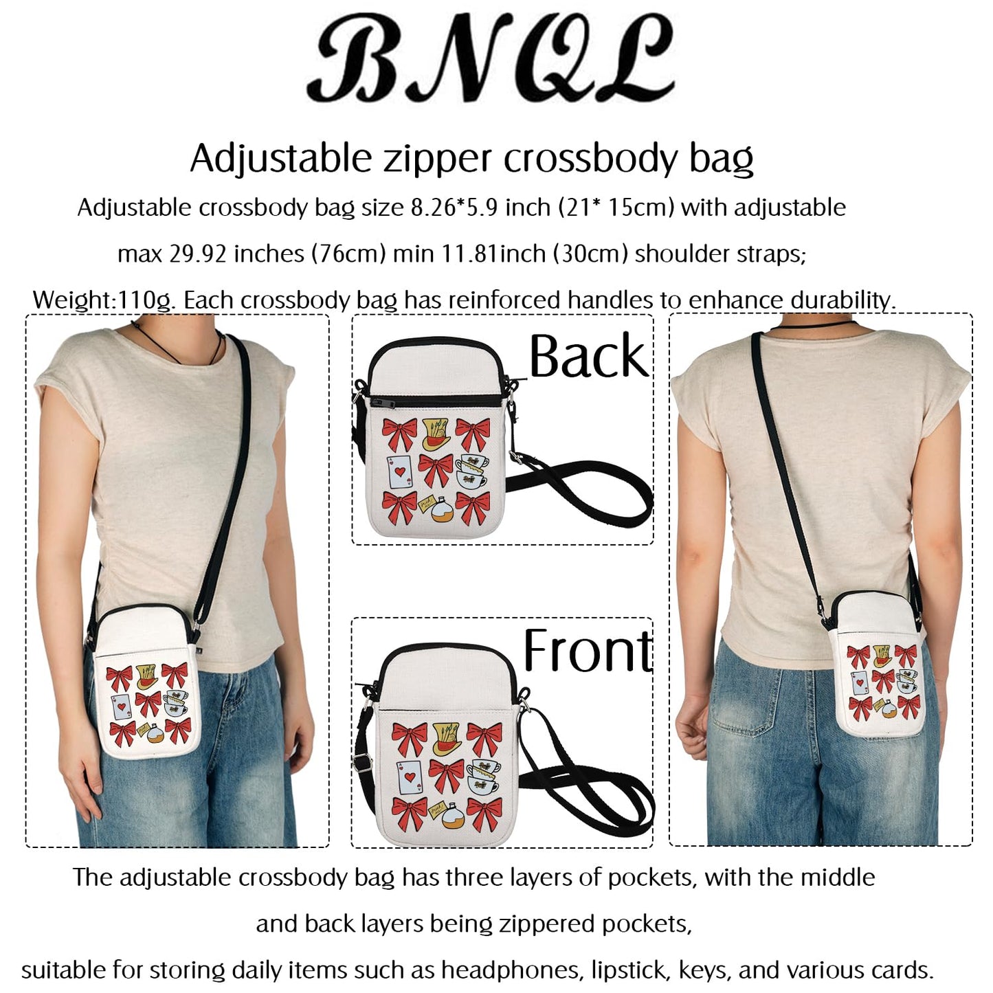 BNQL Alice Crossbody Bag Fairy Tale Fans Gift Mad Hater Hat Gifts Night Tea Party Gifts Mad Hatter Tea Party Shoulder Bag