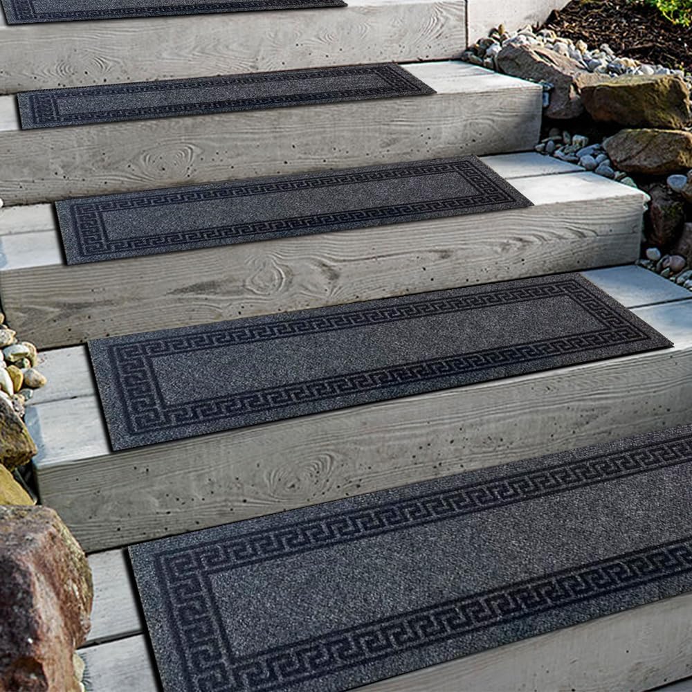 Aucuda Outdoor Stair Treads 2pcs 8.5" x 30" Mats for Dogs on Wooden Steps, Non Slip Stair Runner Treads Rug Heat Insulation Rubber Backing, Staircase Mat Carpet for Indoor Grip Farmhouse.