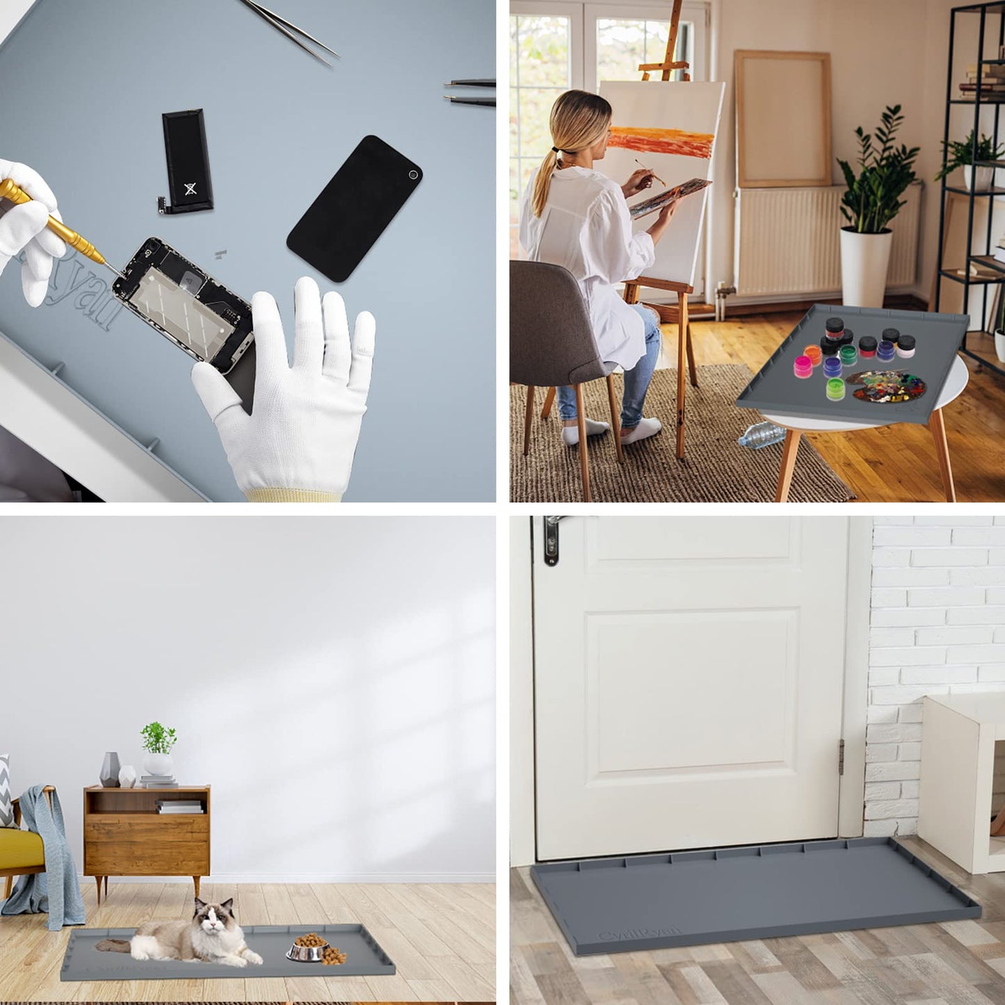 Under Sink Mat Waterproof for 36" Cabinet, Kitchen Rubber Mat, Holds Over 3.3 Gallons Liquid, Carbon Cabinets Leak Protector, Bathroom Sink Line Drip Tray, Gray 35x22.5 inch