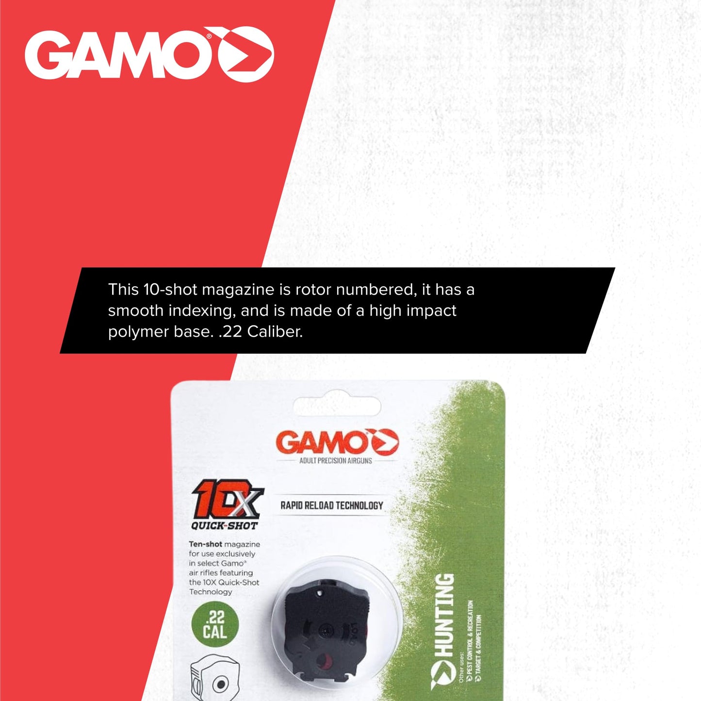 Gamo 10X Quick‑Shot Compatible 10‑Round Magazine -.22 Caliber