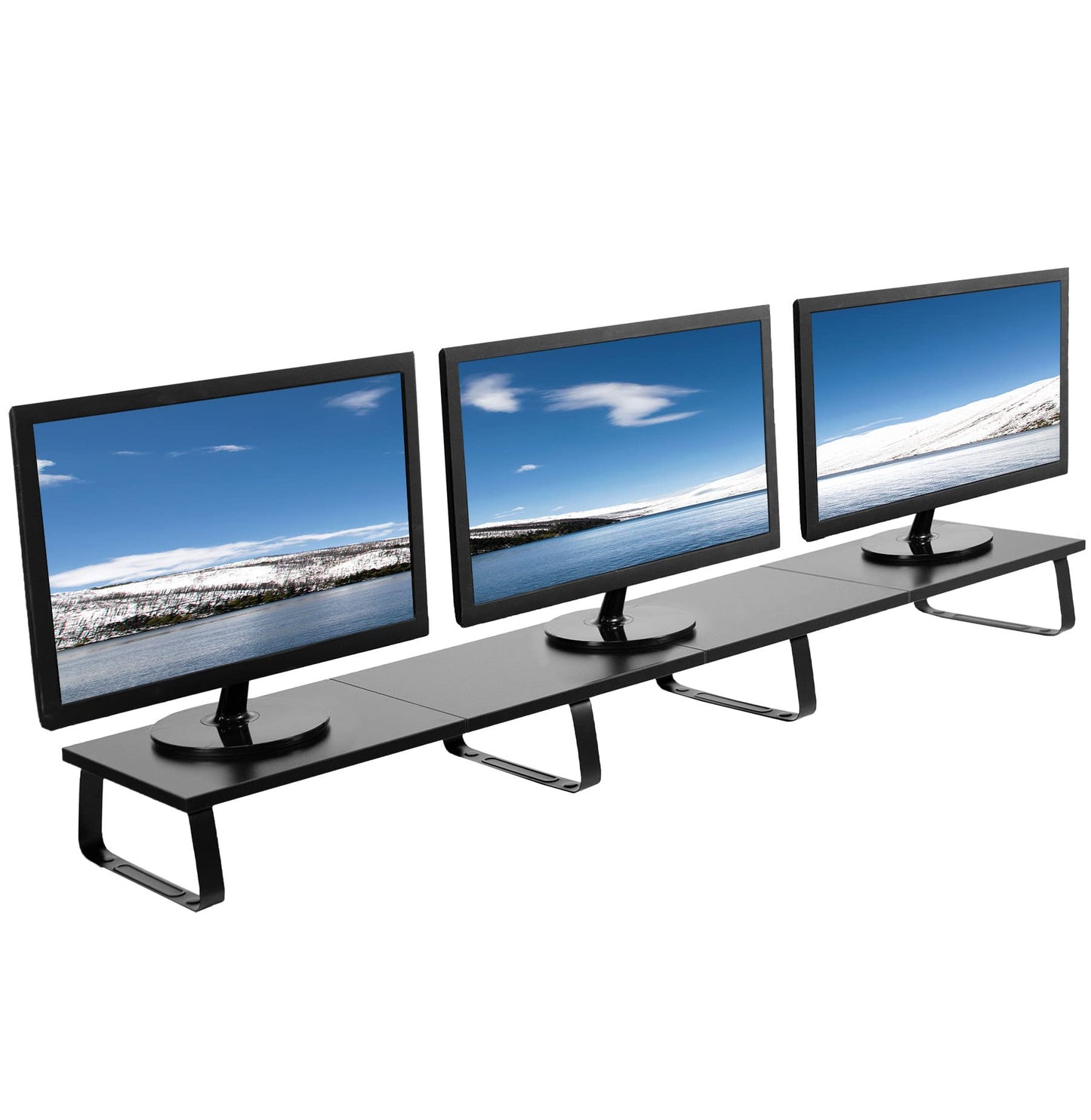VIVO 55 inch Extra Long Monitor Stand, Wood & Steel Desktop Riser, Multi Screen, TV, Keyboard, Laptop, Ergonomic Desk and Tabletop Organizer, Black, STAND-V000D5