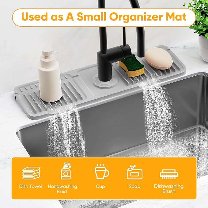 17.7'' Folding Faucet Mat for Kitchen Sink Splash Guard Kitchen Sink Faucet Mat