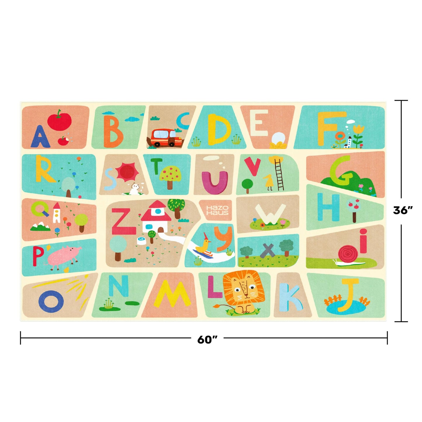 3x5 Alphabet Rug for Kids - Soft ABC Play Mat for Toddlers, Baby Learning, Preschool Educational Nursery Rug for Crawling, Reading Nook or Small Playroom – Cute Pastel Beige and Blue Letters Décor
