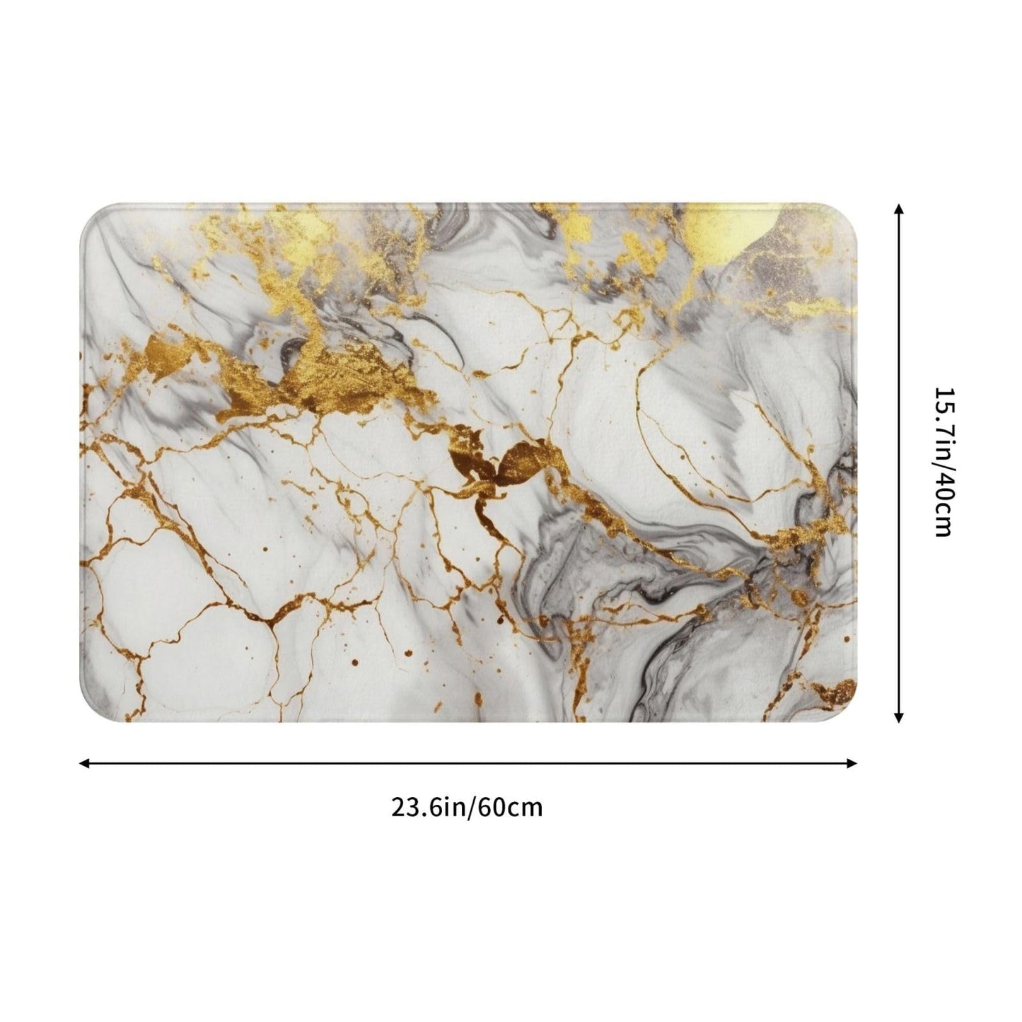 Jbofyee Golden White Marble Print Bath Mat 24x16 Inch Non-Slip Soft Microfiber Bathroom Rugs Washable Bathmat, Carpet Rug Entryway Decor for Tub Shower Room Floor