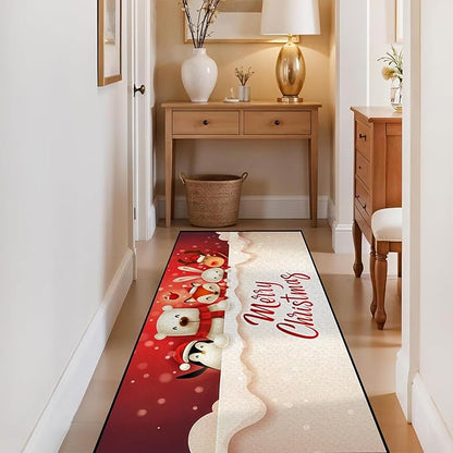 Christmas Rugs,Xmas Tree Snowman Non-Slip Washable Rug Indoor Rugs Floor Mats Carpet for Living Room Bedroom Dining Room Home Decor,79" X 39"