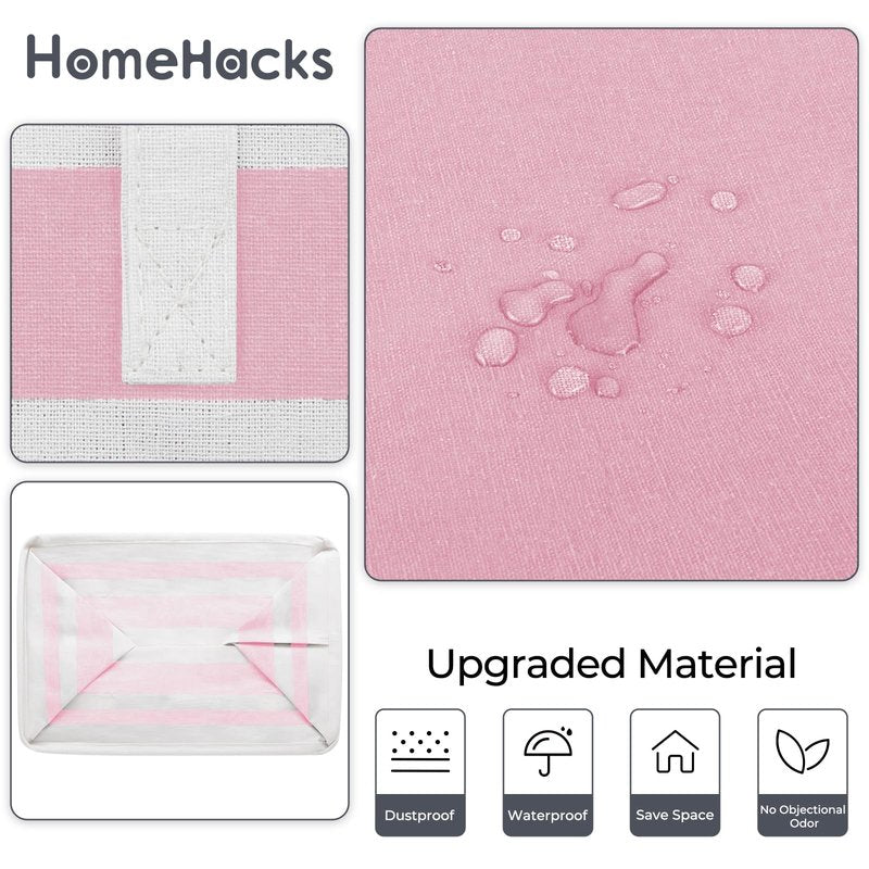 HomeHacks 2 Pack Large Laundry Baskets, Waterproof, Freestanding Laundry Hampers, Collapsible Clothes Hamper with Reinforced Handles in Laundry, College Dorm, Bathroom, Bedroom (Pink, 100Lx2)