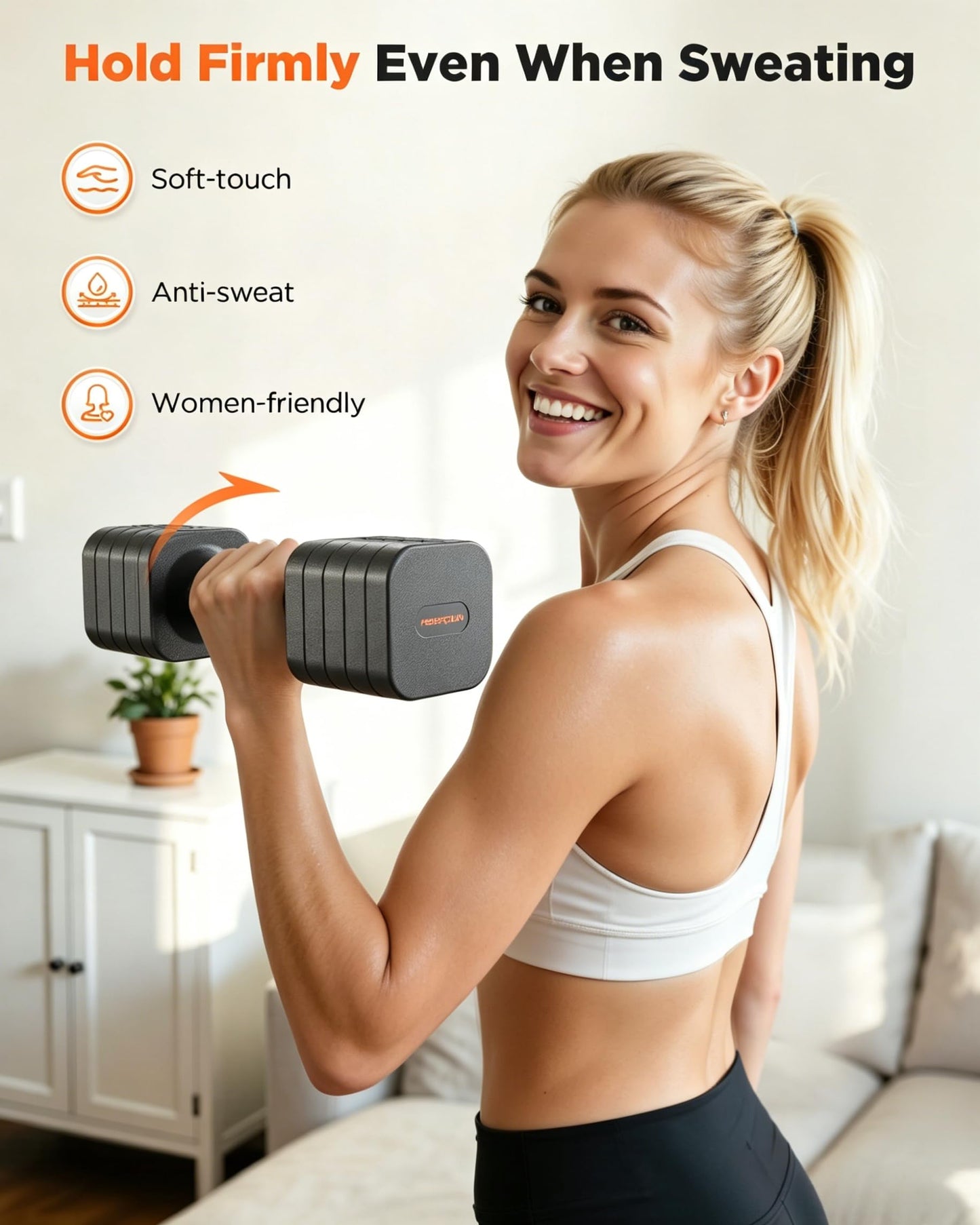 FEIERDUN 5-in-1 Adjustable Dumbbell Set of 2, 12LBS/20LBS Hand Weights for Women, 1s-Adjust Dual-Stable Dumbbell Set for Women Home Gym & Outdoor