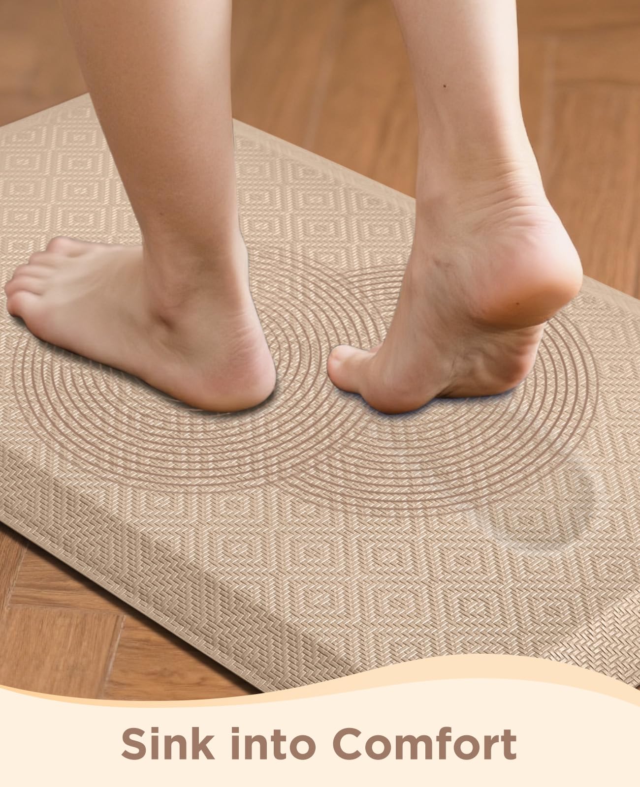 Ophanie Kitchen Mats for Floor,3/4 inch Thick,20x32 Anti Fatigue Cushioned Mat with 99+ Pairs of Anti-Slip Bottom Ridges,Kitchen Rugs,Waterproof,Comfort Ergonomic Standing Mat for Office,Home,Sink