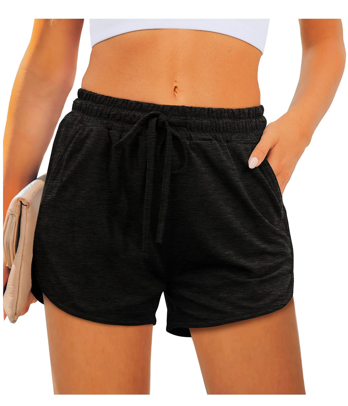 Aloodor Workout Shorts for Women Back to School Outfits for Teachers Running Athletic Shorts Black M
