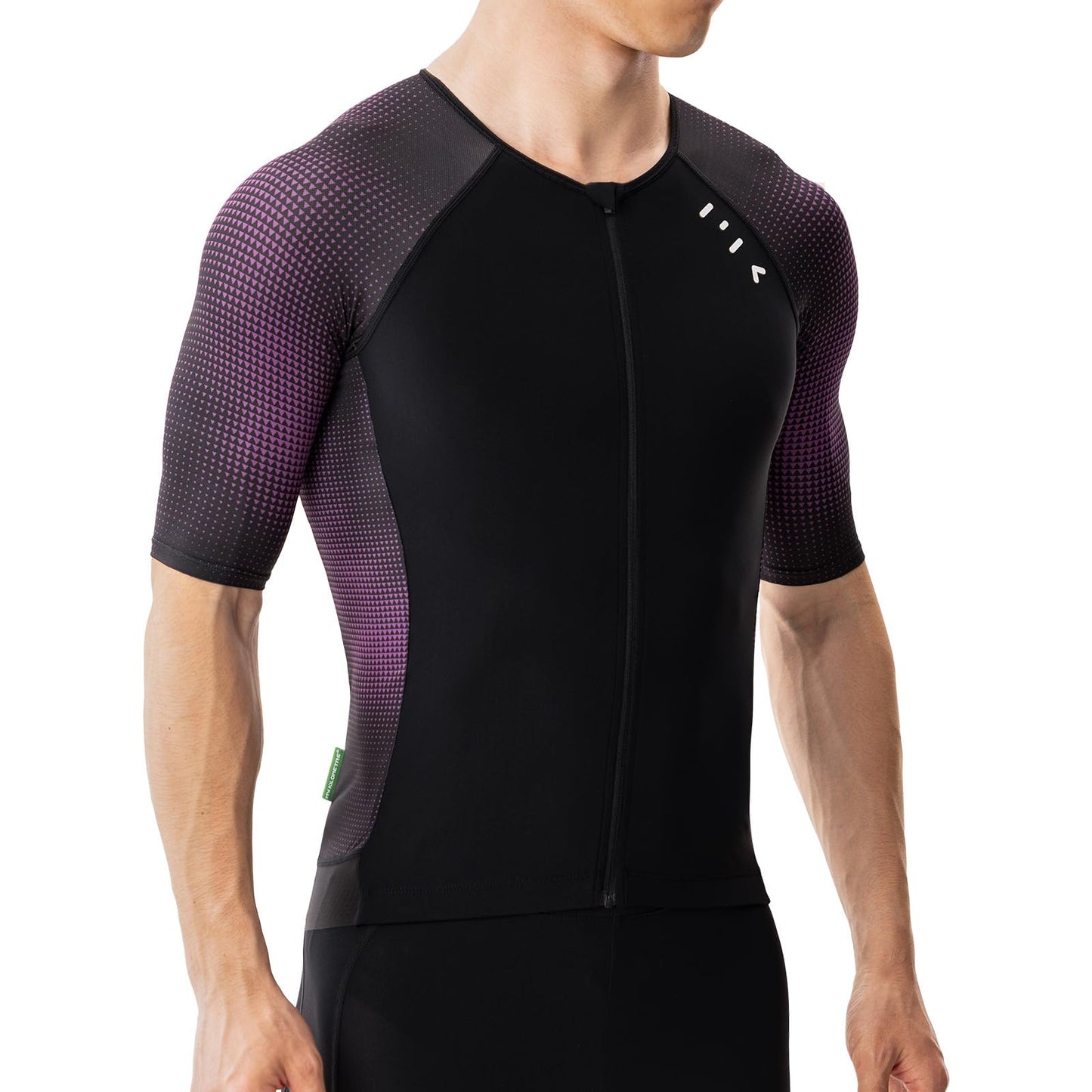 MY KILOMETRE Men's Triathlon Top Full Zip Short Sleeve Tri Shirt, Quick-Dry, UPF 50+ Protection with Reflective Back Pockets, Performance Gear for Running, Swimming, Cycling Purple