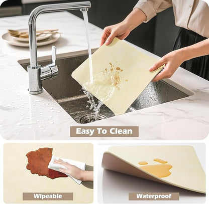 Aofmee Faux Leather Placemats Set of 6 - Waterproof - Wipeable - Washable - Heat Resistant - Anti Slip Stain Resistant Kitchen Dining Table Place Mats, Suitable for Indoor & Outdoor Use, Easy to Clean