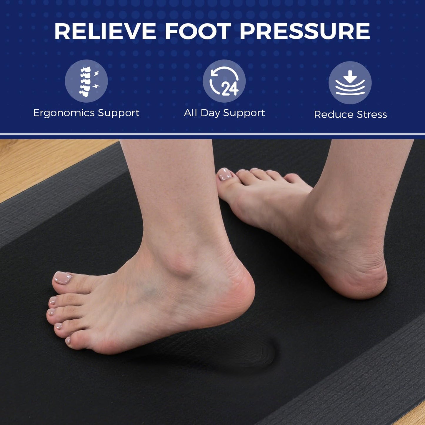 20 x 32 Inch Anti Fatigue Comfort Mat, 1 Inch Extra Thick Waterproof Mat, Non-Slip Standing Desk Mat for Offices, Home, Garages (Black, 32" L x 20" W x 1" Th)