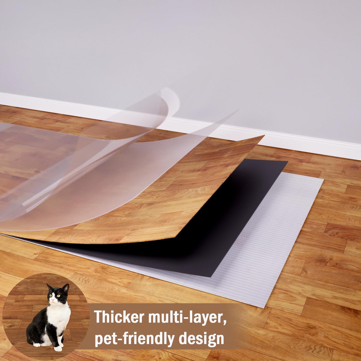 Oxdigi Vinyl Flooring Roll 53 sq.ft | 3'4"W x 16'5"L, PVC Leather-Like Linoleum Floor Covering, Waterproof Durable Heavy Vinyl, Easy to Install with Tape, Removable- No Adhesive Backing, Natural Oak