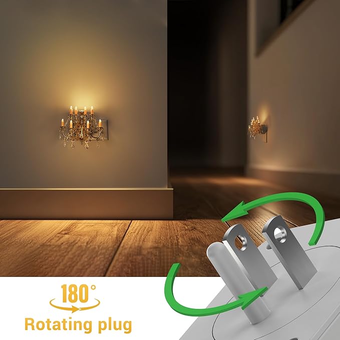 L LOHAS LED Night Lights Plug into Wall,Crystal Chandelier Candle Nightlight with Dusk to Dawn Sensor,Brightness Adjustable,3000K Soft White,Rotatable Plug Addtion for Home Decor,Hallway,Bathroom
