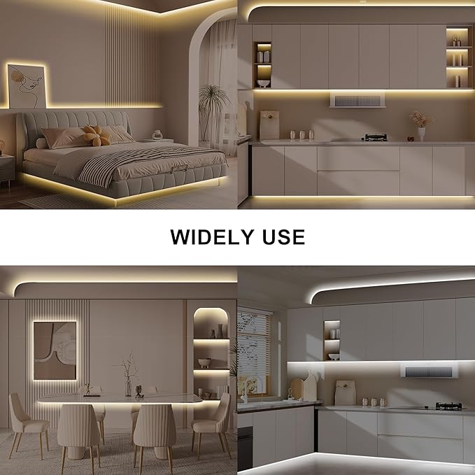 6.56ft Tunable White COB Led Strip Light with RF Remote, CRI93+ Dimmable CCT 2700K-6500K COB Led Tape Lights, Adhesive High Density Led Light Strip for Bedroom, Kitchen, Cabinet