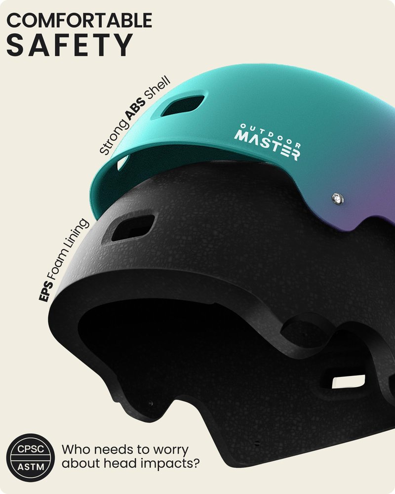 OutdoorMaster Skateboard Cycling Helmet - Two Removable Liners Ventilation Multi-Sport Scooter Roller Skate Inline Skating for Kids, Youth & Adults - L - Fuschia Teal