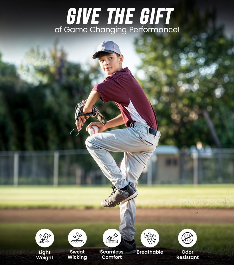 Exxact Sports Home Run Boys Baseball Pants with Piping - Full-Length, Semi-Relaxed Fit, Open-Bottom Youth Baseball Pants - (YM, Grey/Black Piping)