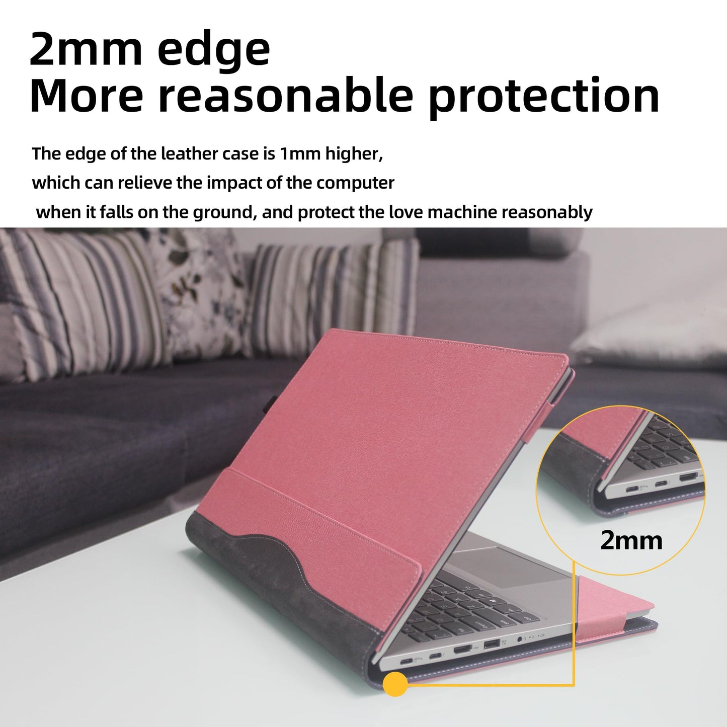 VEVOOD Laptop Cover for Dell inspiron 16" 7635 7640 Vostro 5620 5625 5630 7610 7620 7630 7640 2-in-1 Case All Inclusive Drop Case 16inch PU Leather Inside Pocket Cover (Pink)