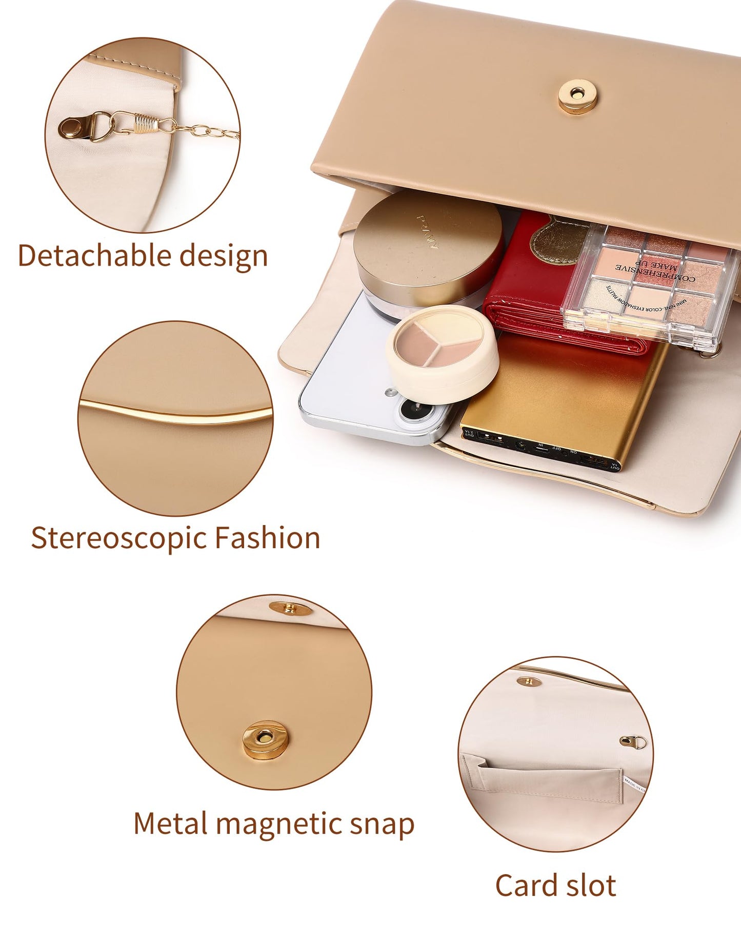 Labair Women Evening Bag Vegan Leather Envelope Clutch Purses Handbags for Wedding Party Formal. (Nude)