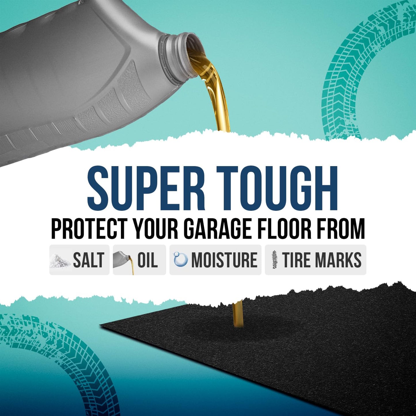 ITSOFT Garage Floor Mat for Under Car 5x3 Feet, Oil Spill Mat & Mechanic Pad, Oil Drip Pan, Absorbent, Washable, Non Slip & Waterproof Garage Mats