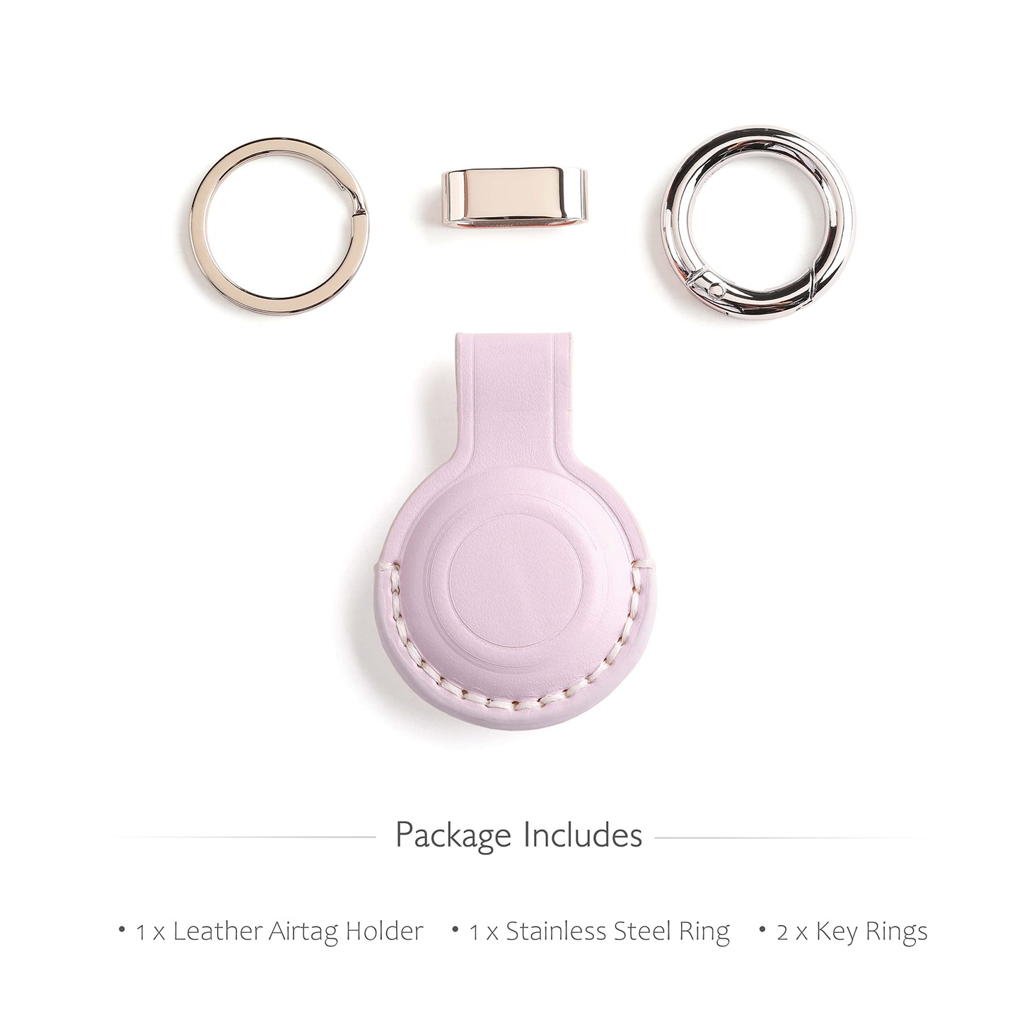LQU Genuine Leather Keychain Holder Compatible with Airtag, Secure Air Tag Keychain Holder Case Cover Key Chain Ring Accessories for Air Tag - Purple V2.0